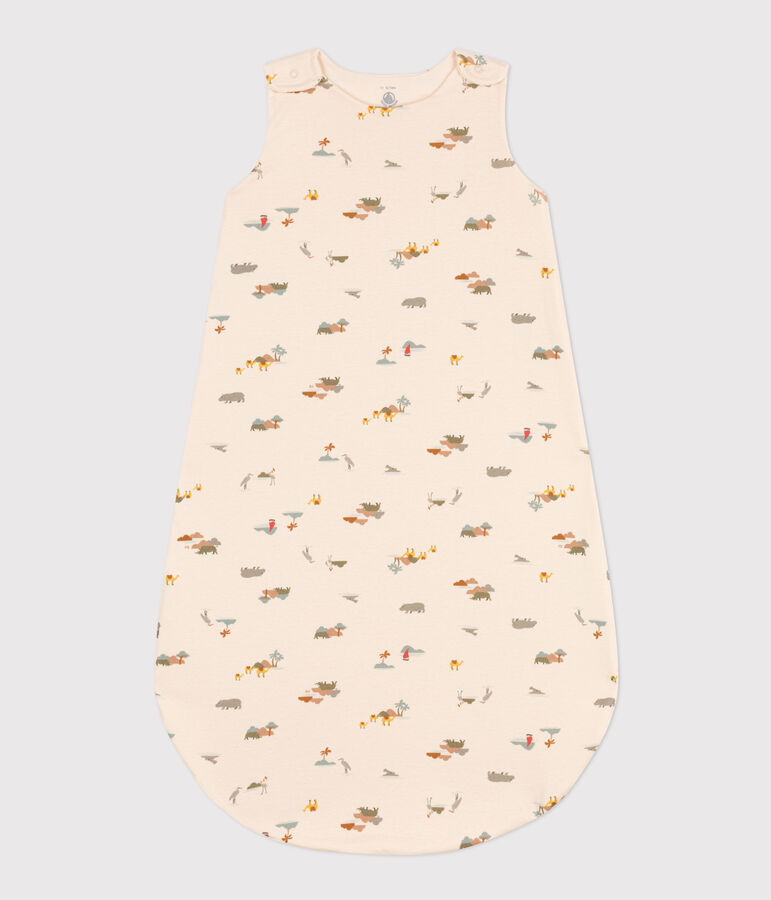 Leichter Baby-Schlafsack aus Baumwolle TOG 0.8 naturfarben/vielfarbig