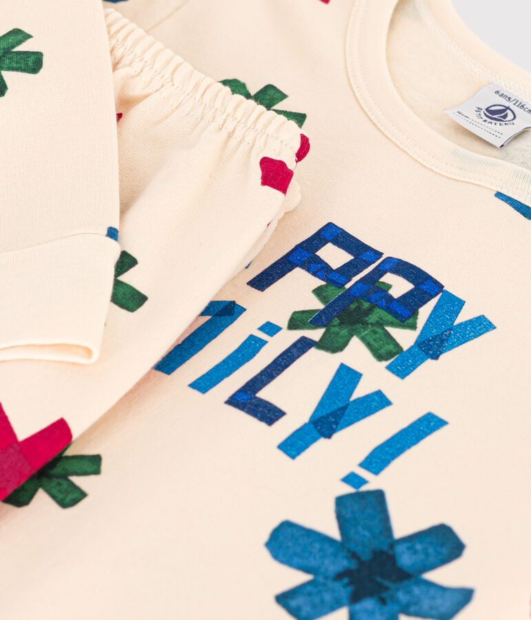 Kinderpyjama aus Molton mit Sternenmotiv naturfarben/vielfarbig