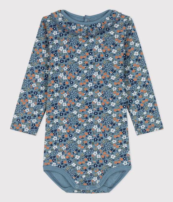 Langärmeliger geblümter Baby-Body aus Baumwolle mit Rüschenkragen ROVER/ MULTICO