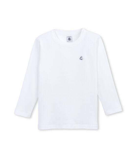 T-Shirt, Langarm, für Jungen aus angerauter Baumwolle weiss Ecume