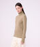 Damen-Rollkragenshirt aus einfarbiger Baumwolle beige