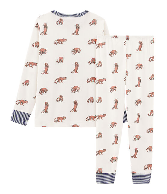 Rippstrick-Pyjama für kleine Jungen weiss MARSHMALLOW/weiss MULTICO