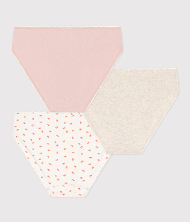 3er-Set Slips aus Baumwolle und Elastan mit Blumenmuster f&uuml;r M&auml;dchen vielfarbig