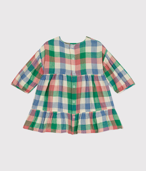 Lang&auml;rmeliges Baby-Kleid aus Musselin naturfarben/vielfarbig