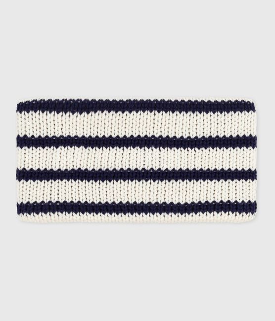 Baby-Schlauchschal mit Streifen aus Strick mit Fleece-Futter blau MARSHMALLOW/ SOIR