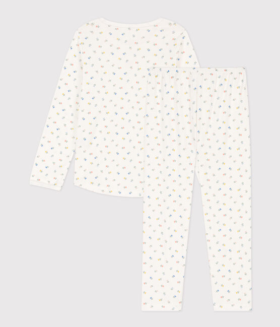 Kinderpyjama aus Baumwolle für Mädchen weiss MARSHMALLOW/weiss MULTICO