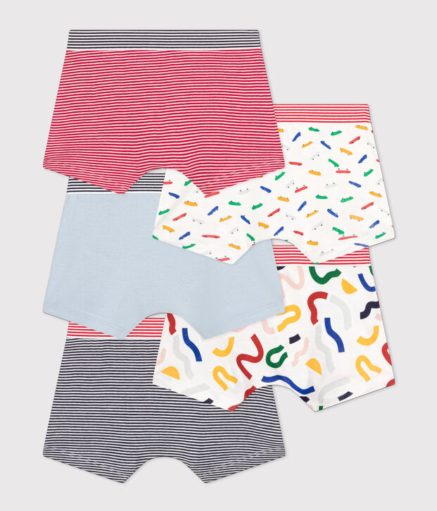 Set aus 5 Kinder-Boxershorts mit Skateboard-Motiv, aus Baumwolle vielfarbig