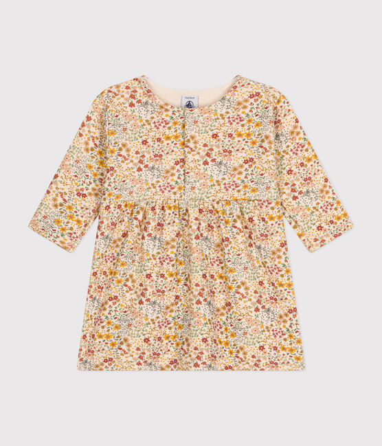 Langärmeliges Baby-Kleid aus gestepptem Doppeljersey weiss AVALANCHE/ MULTICO