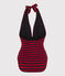 Damen-Badeanzug aus recyceltem Material blau SMOKING/rot TERKUIT