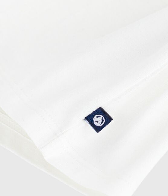 Langärmelige Baby-Bluse aus einfarbiger Baumwolle weiss MARSHMALLOW