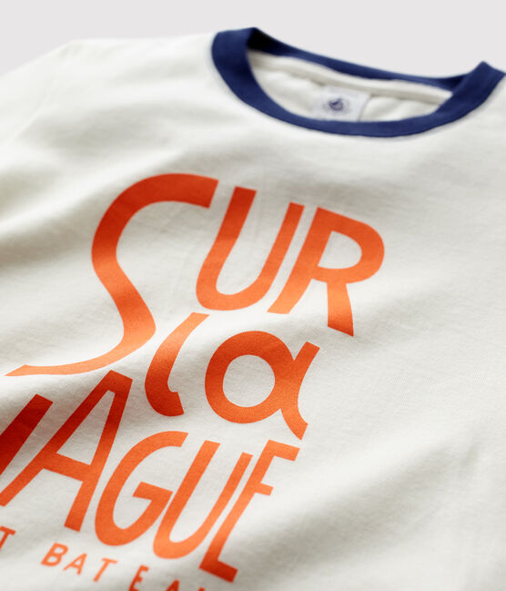 Kurzärmeliges T-Shirt aus Baumwolle für Jungen weiss MARSHMALLOW