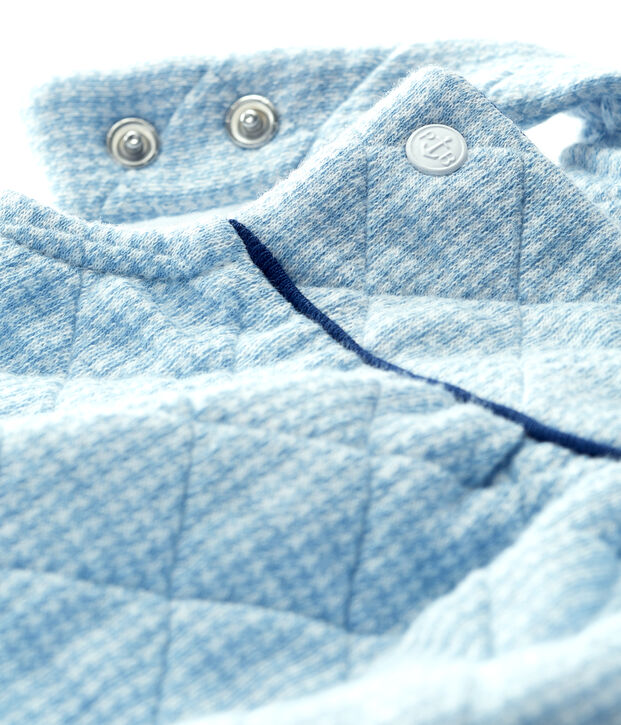 Kurze Baby-Latzhose aus gestepptem Doppeljersey blau/weiss