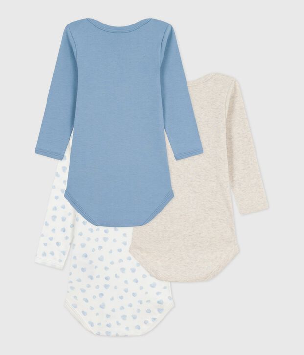 Set lang&auml;rmeliger Baby-Bodys aus Baumwolle mit Herzmotiv vielfarbig