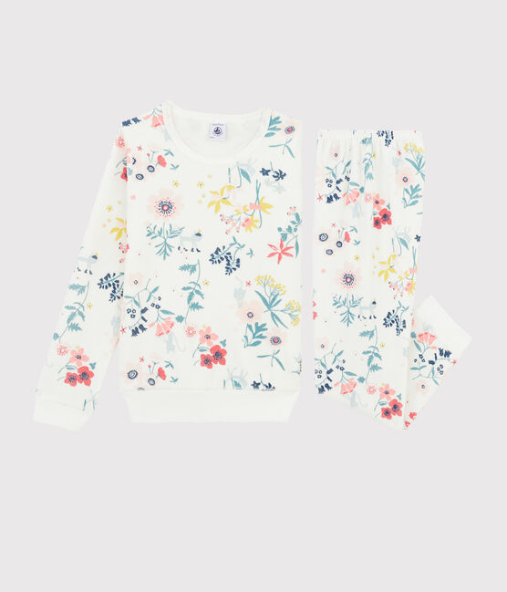 Kinderpyjama aus Nicki mit Blumenaufdruck für Mädchen weiss MARSHMALLOW/weiss MULTICO