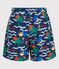 Kinder-Badeshorts mit Muster blau/vielfarbig