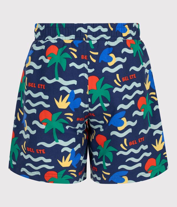 Kinder-Badeshorts mit Muster blau/vielfarbig