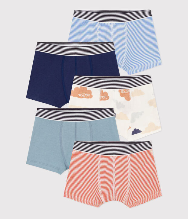 5er-Set Boxershorts aus Baumwolle mit Wolkenmotiv f&uuml;r Jungen vielfarbig