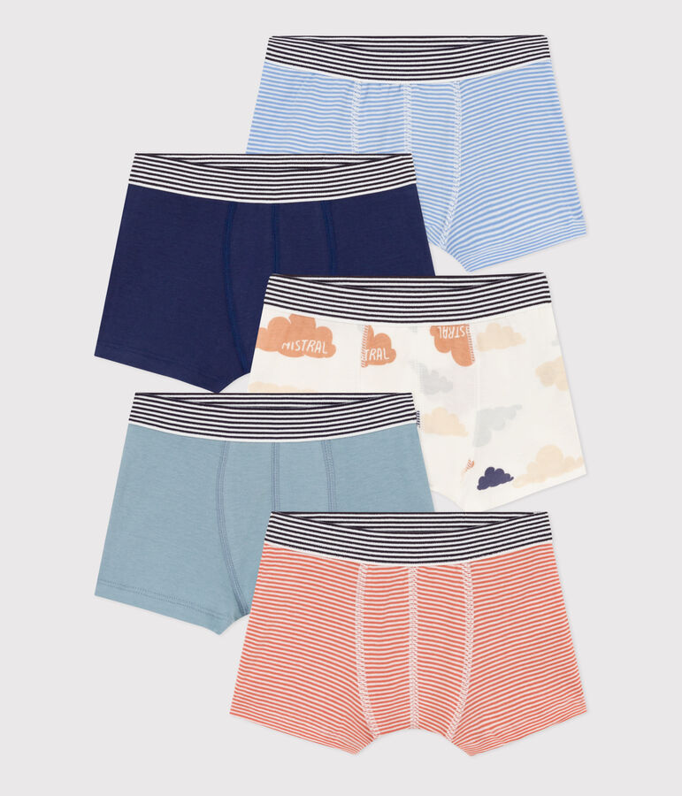 5er-Set Boxershorts aus Baumwolle mit Wolkenmotiv f&uuml;r Jungen vielfarbig