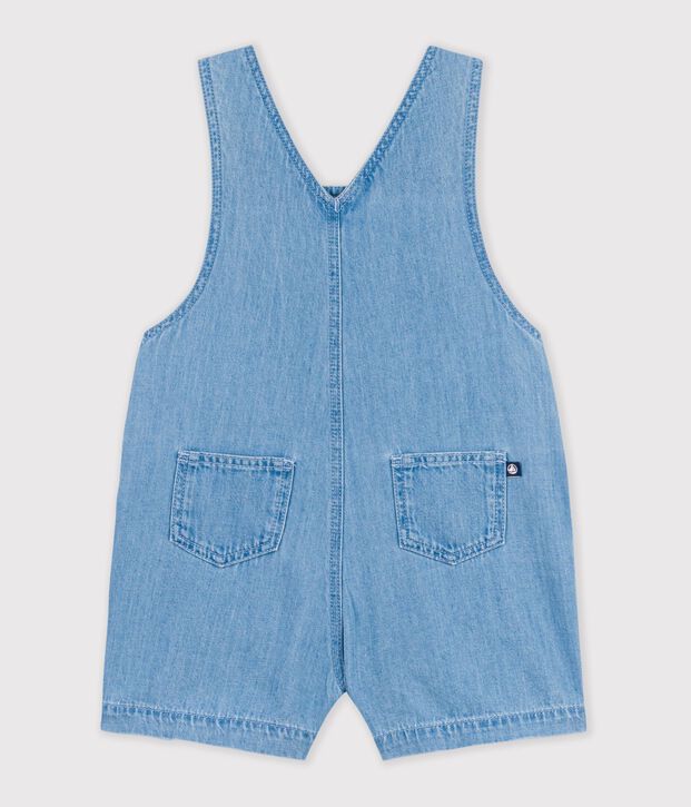 Kurze Baby-Latzhose aus leichtem Denim blau