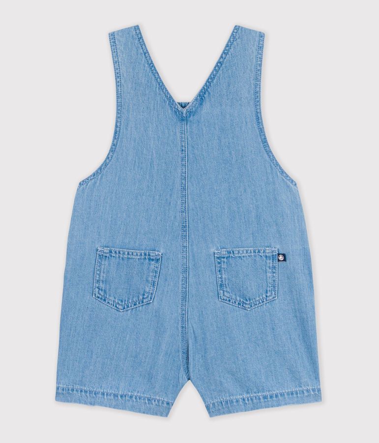 Kurze Baby-Latzhose aus leichtem Denim blau