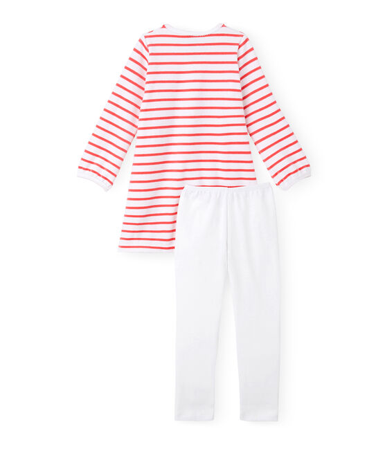Chemise de nuit fille à rayure marinière et son legging weiss ECUME/rot CARMEN