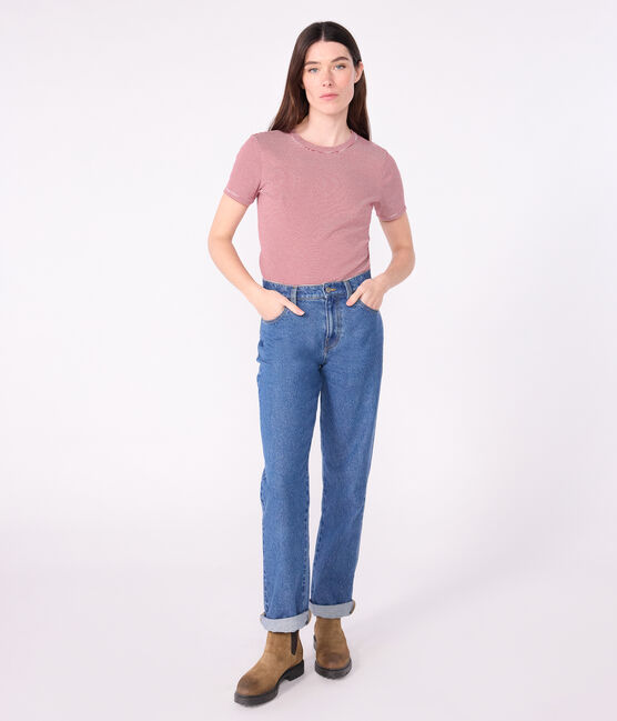 Kurzärmeliges Damen-T-Shirt L’Iconique aus Baumwolle rot AMARANTE/ MARSHMALLOW