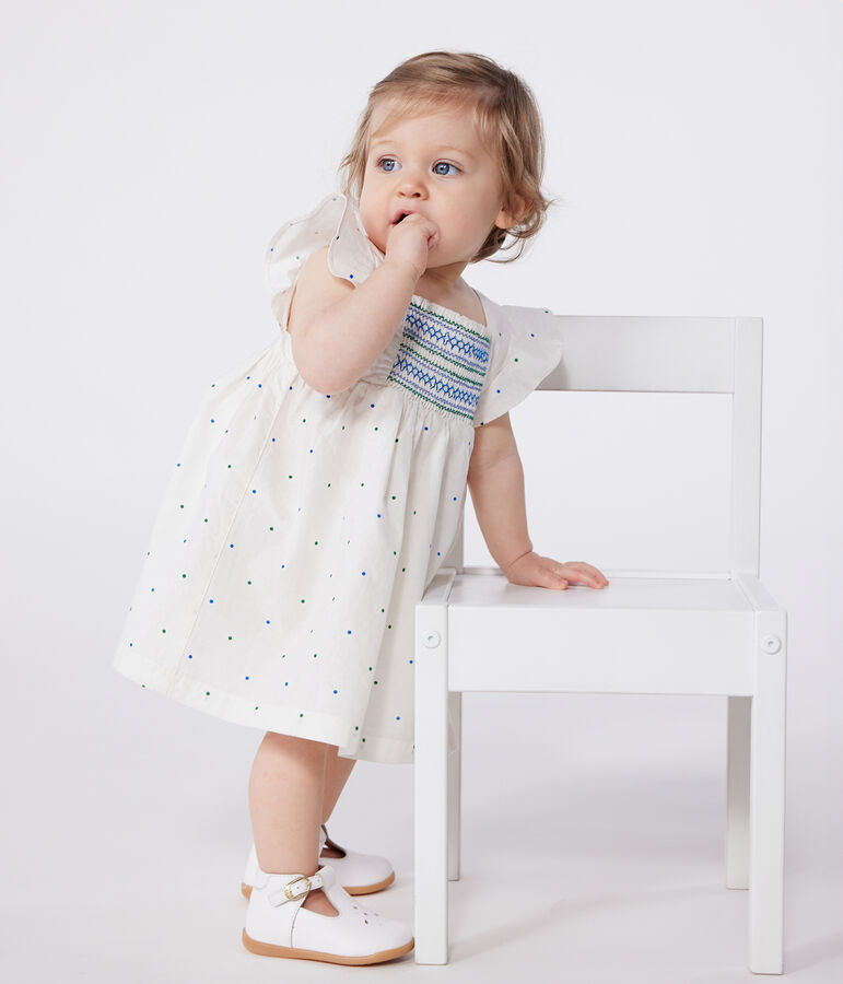 Baby-Kleid und Bloomer aus Baumwolle mit P&uuml;nktchen-Muster weiss/vielfarbig