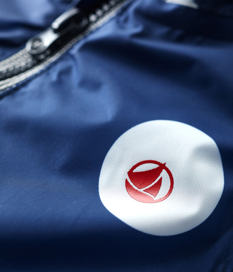 Warme Baby-Windjacke aus recyceltem Polyester blau MEDIEVAL/weiss MARSHMALLOW