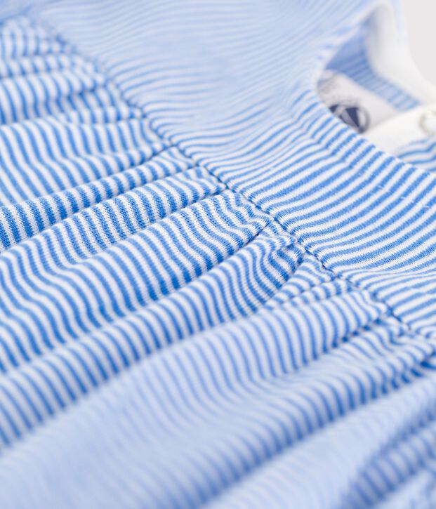 Kurz&auml;rmelige Baby-Bluse aus Bio-Baumwolle blau/weiss