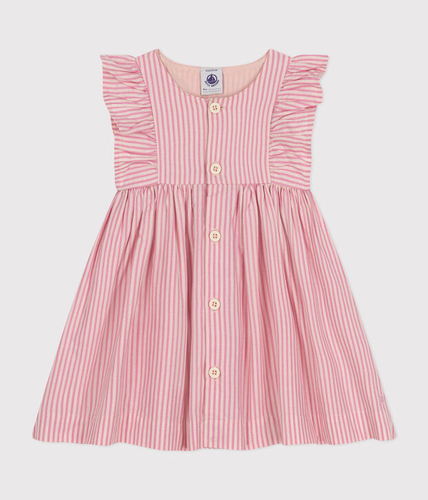 Kurz&auml;rmeliges Baby-Kleid aus Popeline rosa/rosa