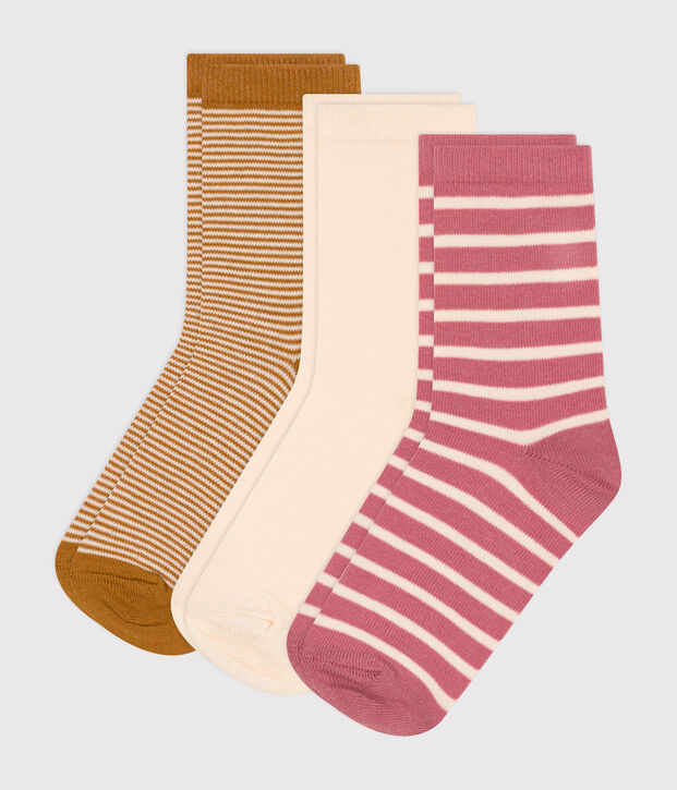 3er-Set Kinder-Socken aus gestreifter Baumwolle vielfarbig