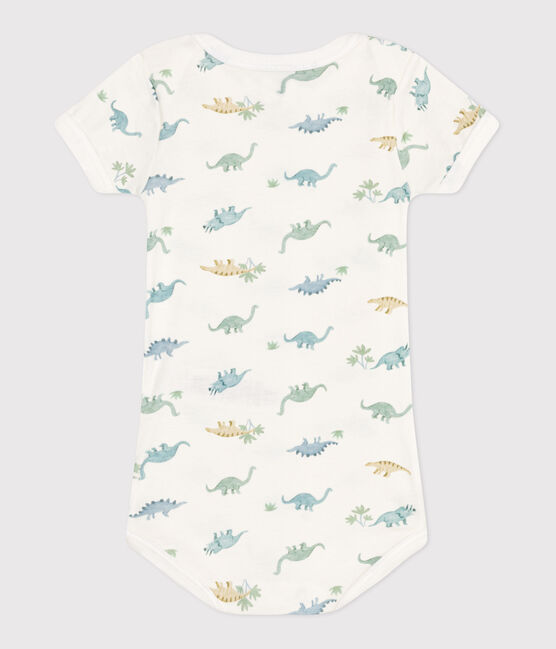 Kurzärmeliger Baby-Body aus Baumwolle mit Print weiss MARSHMALLOW/weiss MULTICO