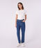 Kurzärmeliges Damen-T-Shirt L'Iconique aus einfarbigem Rippstrick weiss ECUME