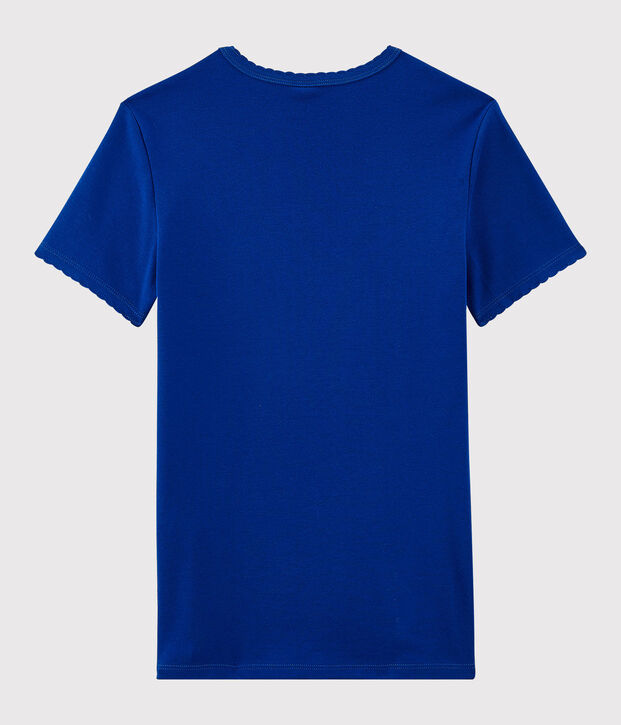 Klassisches Damen-T-Shirt aus Baumwolle mit Rundhalsausschnitt blau