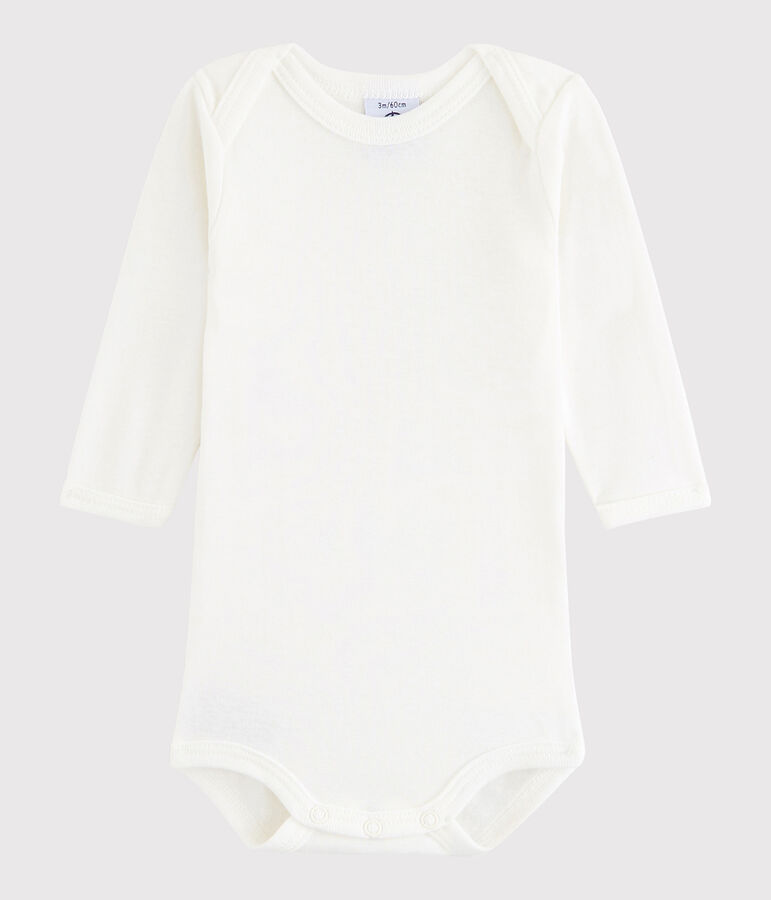 Lang&auml;rmeliger Baby-Body Jungen weiss Lait