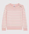 Kinderpullover aus Wolle und Baumwolle für Mädchen rosa MINOIS/weiss MARSHMALLOW