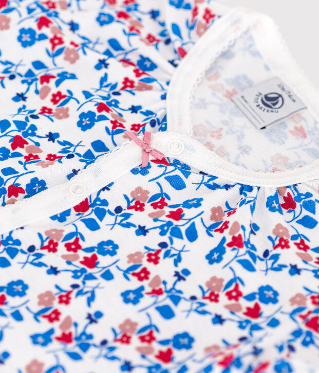 Baby-Kurzoverall aus Baumwolle mit Blumenmotiv weiss/vielfarbig