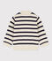 Babypullover mit Matrosenmuster aus Wolle und Baumwollmischung weiss MARSHMALLOW/blau SMOKING