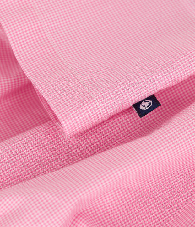 &Auml;rmelloses Baby-Kleid aus leichter Baumwolle und Bloomer mit Vichy-Muster weiss/rosa