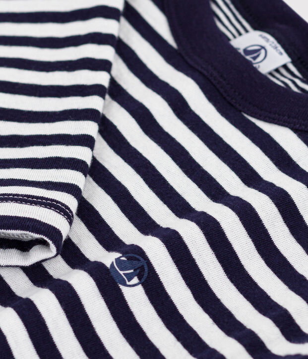 Lang&auml;rmeliges Kinder-T-Shirt aus Baumwolle mit Streifen blau/naturfarben