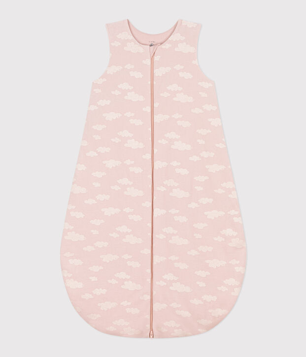Babyschlafsack aus Nicki mit Wolkenmotiv TOG 2 rosa/weiss