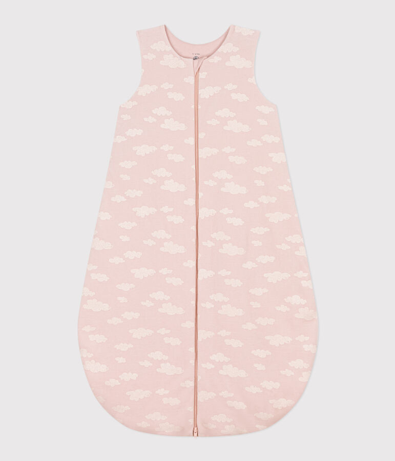 Babyschlafsack aus Nicki mit Wolkenmotiv TOG 2 rosa/weiss