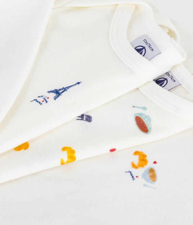 Set lang&auml;rmeliger Baby-Bodys aus Baumwolle mit Paris-Motiv vielfarbig