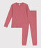 Langärmeliger Kinder-Pyjama aus einfarbiger Baumwolle rosa ROSEWOOD