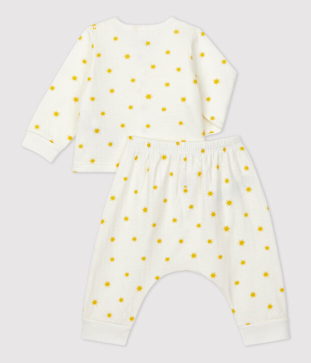 Zweiteiliges Baby-Set aus Bio-Doppeljersey mit Sonnenprint weiss/gelb
