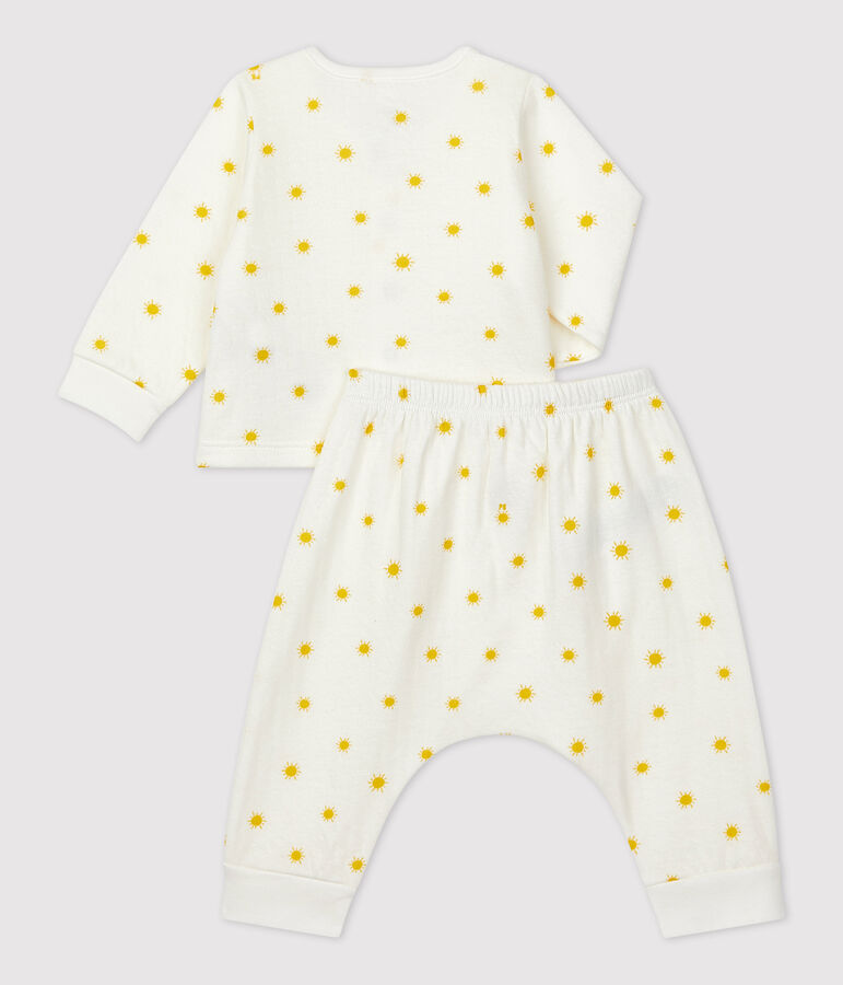 Zweiteiliges Baby-Set aus Bio-Doppeljersey mit Sonnenprint weiss/gelb