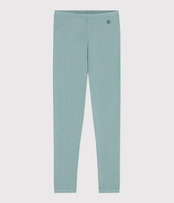 Kinder-Leggings aus einfarbiger Baumwolle grün PAUL