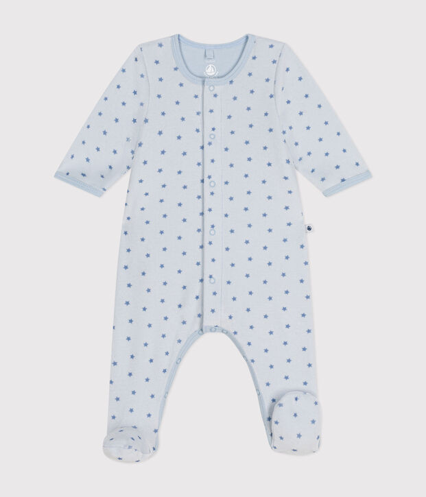 Bodyjama aus Nicki mit kleinen Sternchen f&uuml;r Babys blau/blau