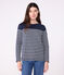 Langärmeliges Damen-Streifenshirt "Marinière" aus Baumwolle blau SMOKING/weiss MARSHMALLOW
