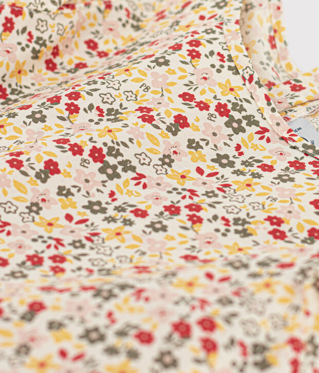 Kinderkleid aus Popeline f&uuml;r M&auml;dchen naturfarben/vielfarbig